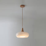 Suspension verre ambré & effet bois Ambrina – 1 Lampe, Blanc
