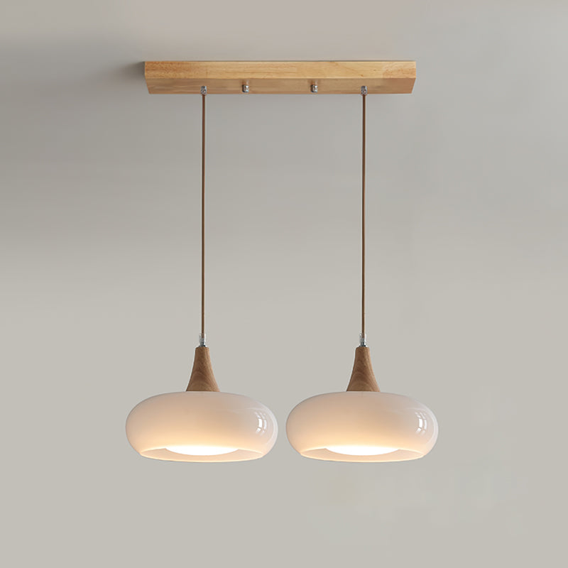 Suspension verre ambré & effet bois Ambrina – 2 Lampes, Blanc