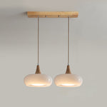 Suspension verre ambré & effet bois Ambrina – 2 Lampes, Blanc
