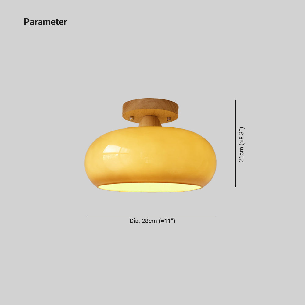 Plafonnier effet bois & verre | Lumetta