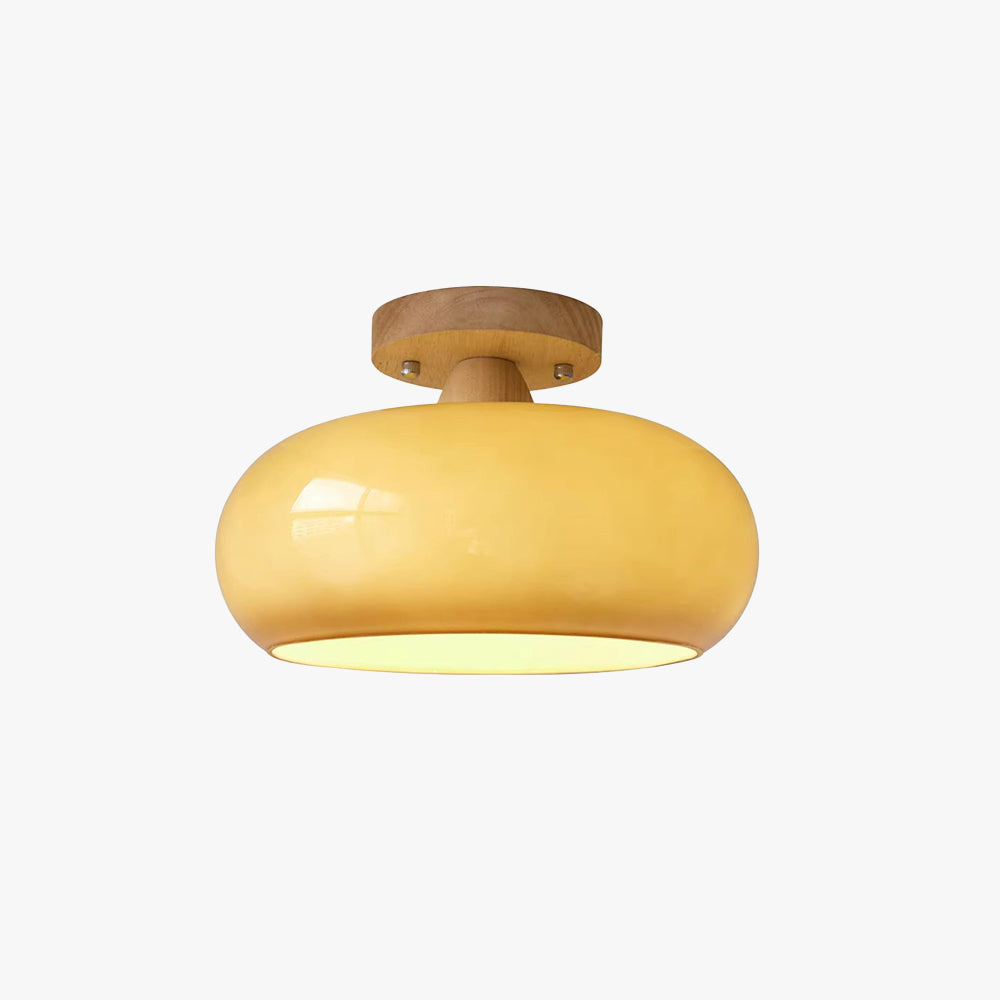 Plafonnier effet bois & verre | Lumetta