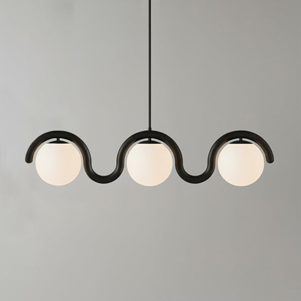 Lustre linéaire Art nouveau Arcata – 3 lampes, noir