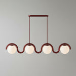 Lustre linéaire Art nouveau Arcata – 4 lampes, rouge