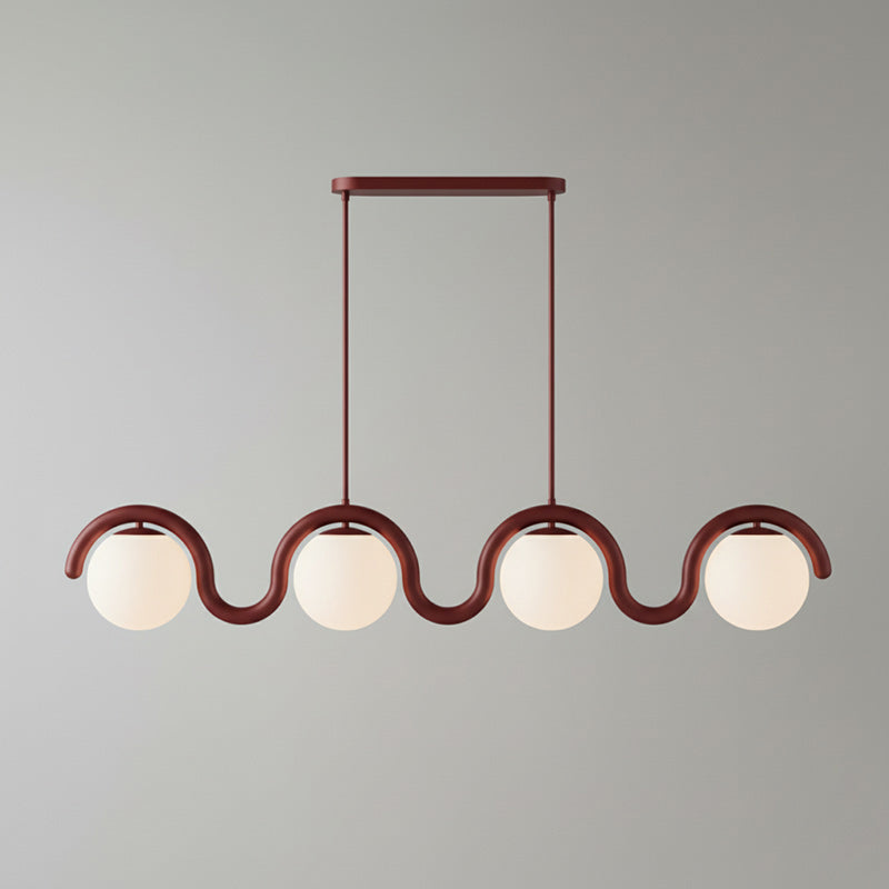 Lustre linéaire Art nouveau Arcata – 4 lampes, rouge