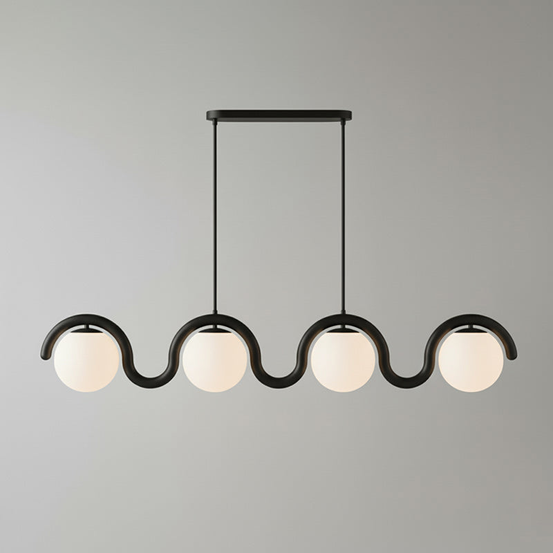 Lustre linéaire Art nouveau Arcata – 4 lampes, noir