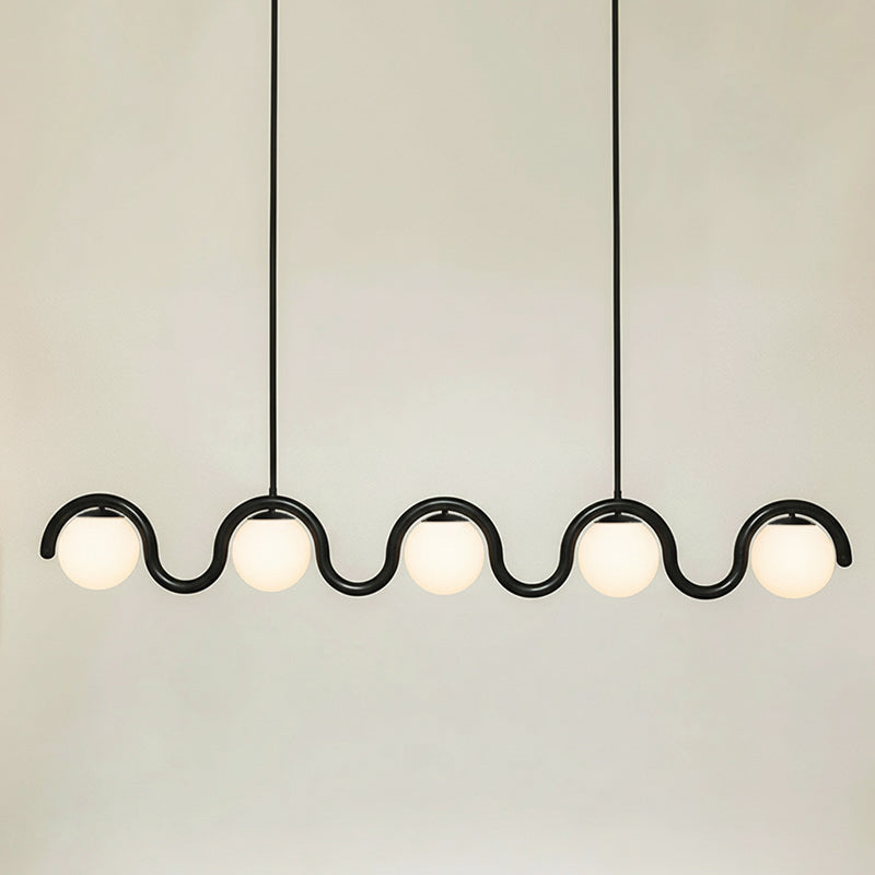 Lustre linéaire Art nouveau Arcata – 5 lampes, noir
