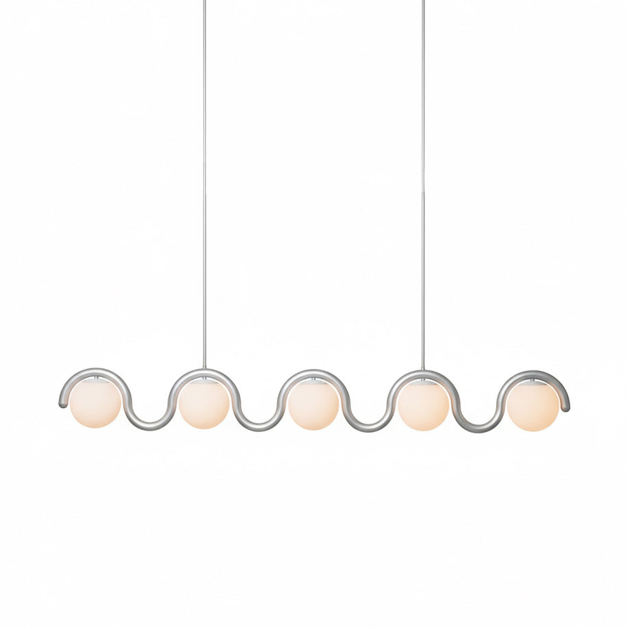 Lustre linéaire Art nouveau Arcata – 5 lampes, blanc