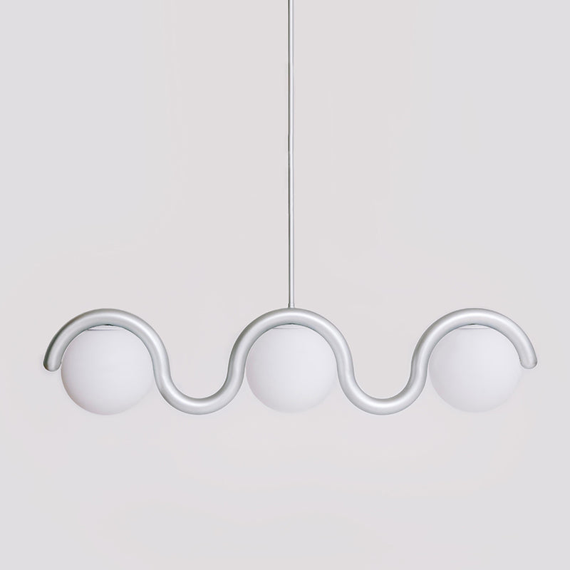 Lustre linéaire Art nouveau Arcata – 3 lampes, argenté