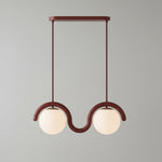 Lustre linéaire Art nouveau Arcata – 2 lampes, rouge