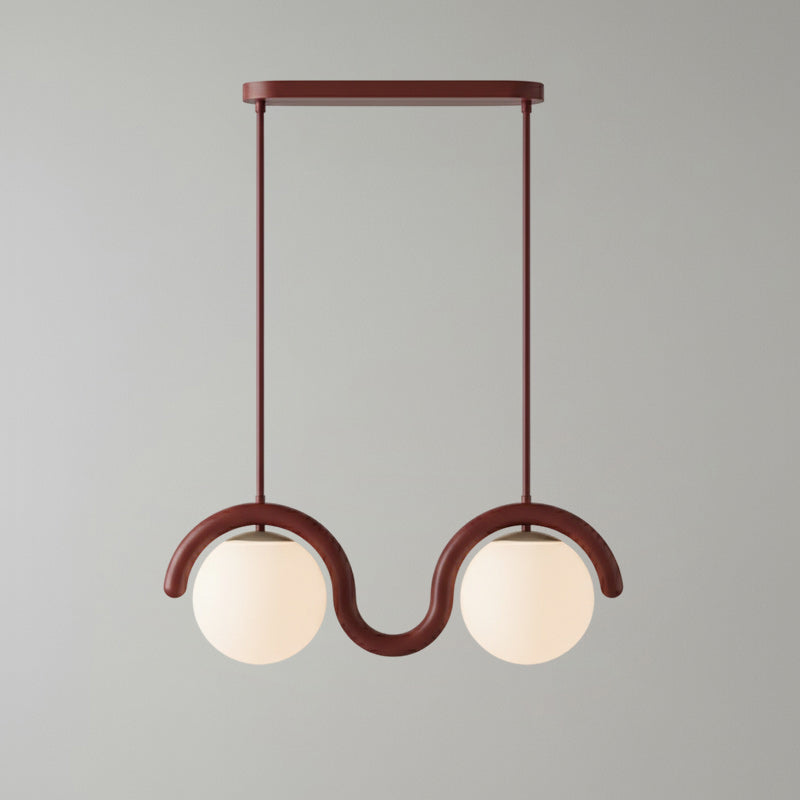 Lustre linéaire Art nouveau Arcata – 2 lampes, rouge