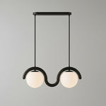 Lustre linéaire Art nouveau Arcata – 2 lampes, noir