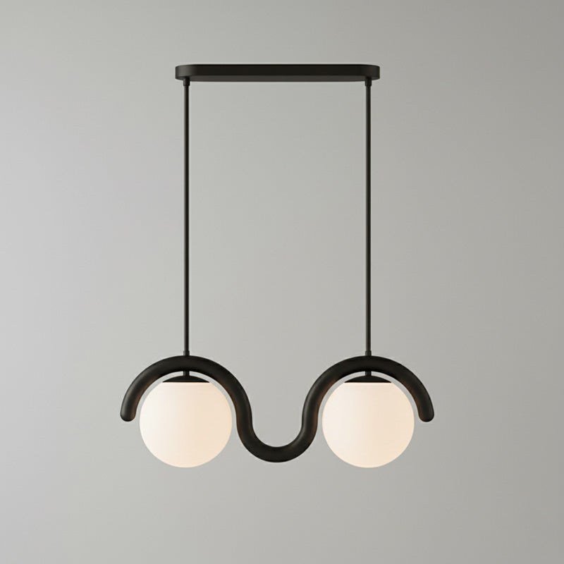 Lustre linéaire Art nouveau Arcata – 2 lampes, noir