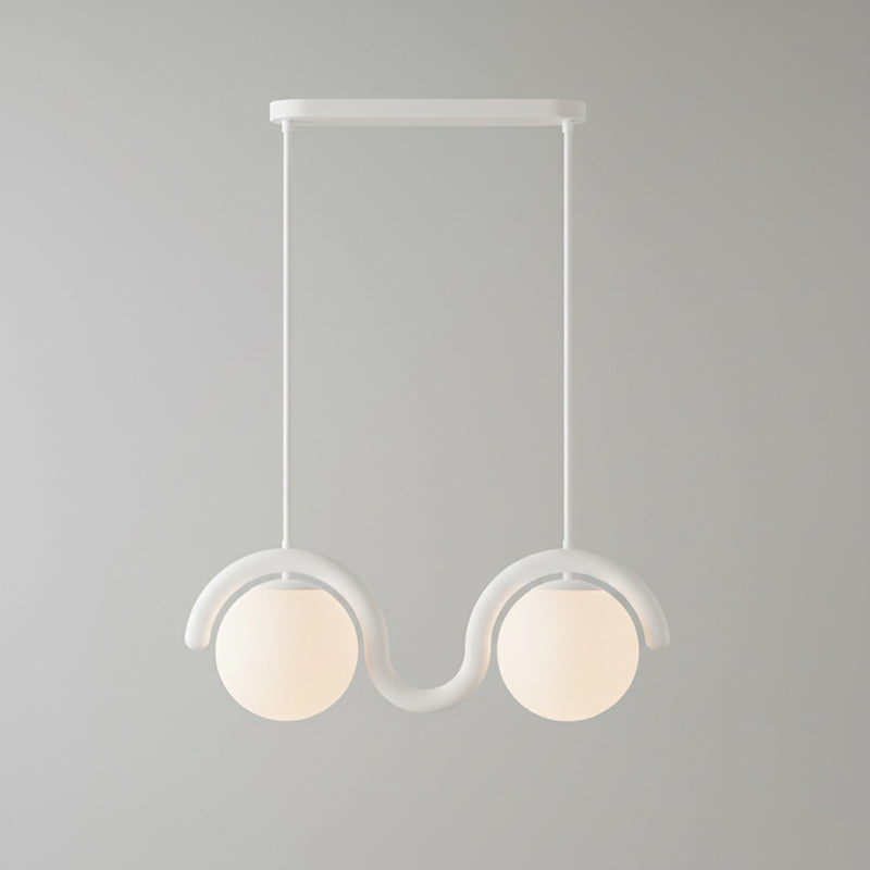 Lustre linéaire Art nouveau Arcata – 2 lampes, blanc