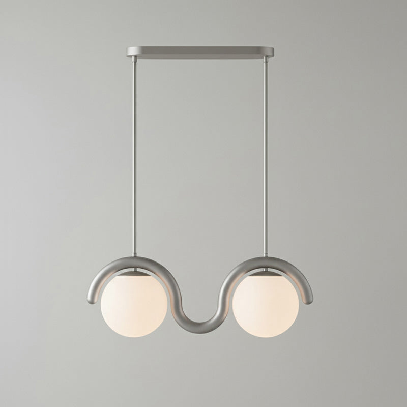 Lustre linéaire Art nouveau Arcata – 2 lampes, argenté
