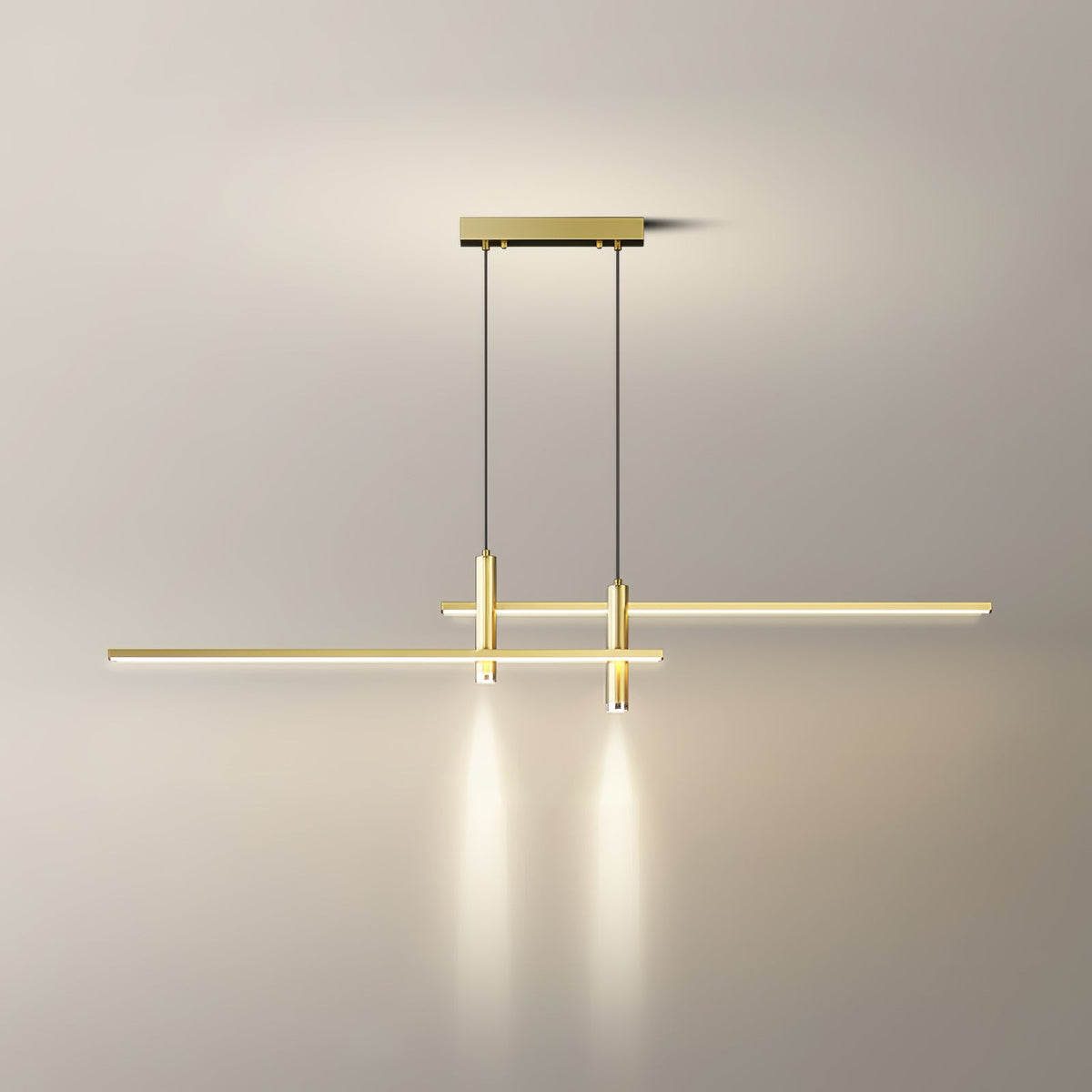Suspension linéaire LED avec spot orientable Rigo – Or