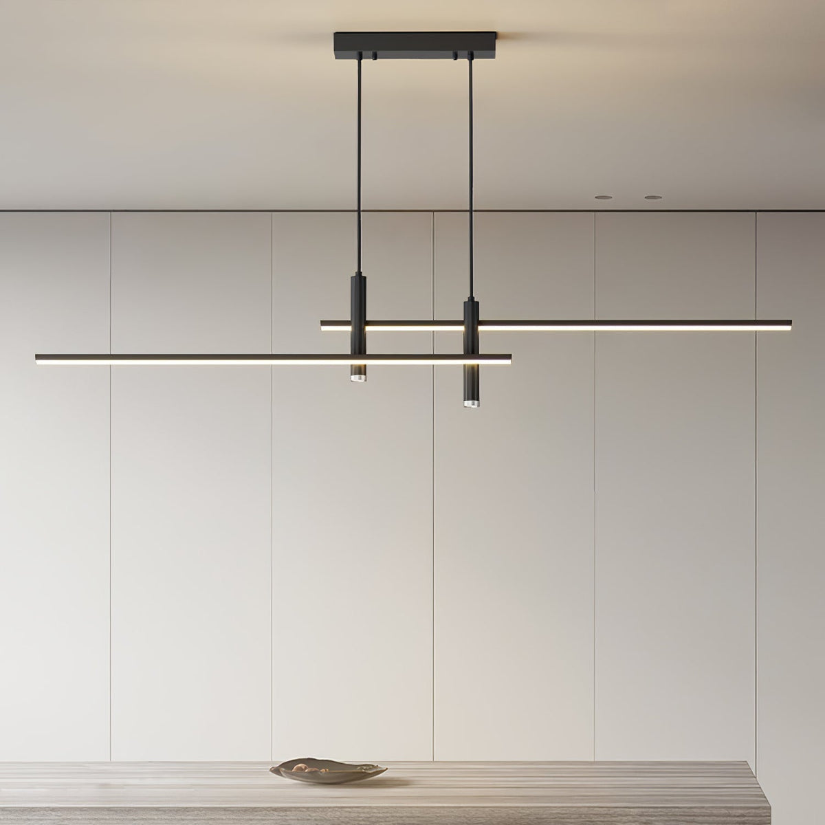 Suspension linéaire LED avec spot orientable Rigo – Noir