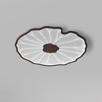 Plafonnier LED feuille de lotus effet bois Lotia – Dia 72cm, effet noyer