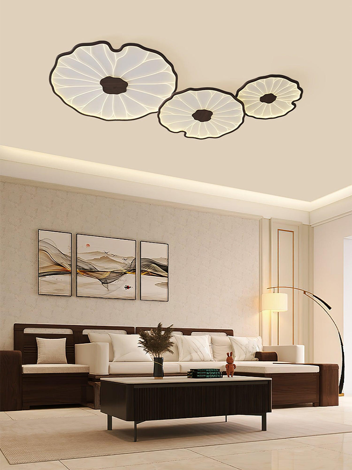 Plafonnier LED feuille de lotus effet bois | Lotia