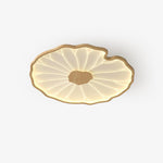 Plafonnier LED feuille de lotus effet bois Lotia – Dia 52cm, effet bois naturel