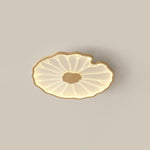Plafonnier LED feuille de lotus effet bois Lotia – Dia 30cm, effet bois naturel