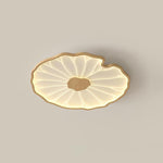 Plafonnier LED feuille de lotus effet bois Lotia – Dia 40cm, effet bois naturel