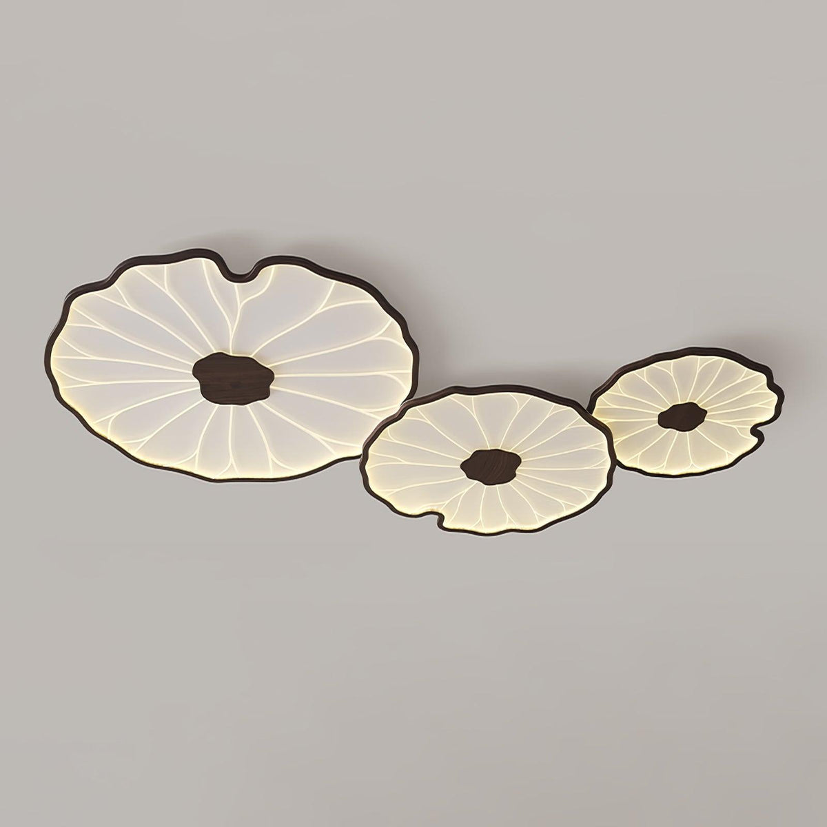 Plafonnier LED feuille de lotus effet bois Lotia – effet noyer