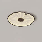 Plafonnier LED feuille de lotus effet bois Lotia – Dia 52cm, effet noyer
