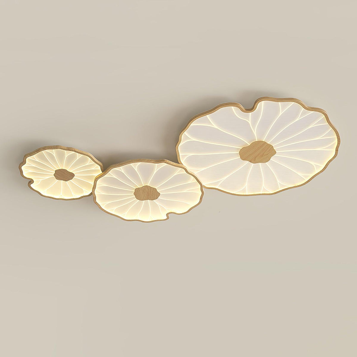 Plafonnier LED feuille de lotus effet bois Lotia – effet bois naturel