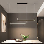 Suspension linéaire LED minimaliste Lineo – L150cm, Cadre noir, Avec télécommande