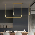 Suspension linéaire LED minimaliste Lineo – L150cm, Cadre doré