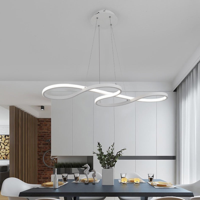 Suspension linéaire ondulée LED Melodia – blanc