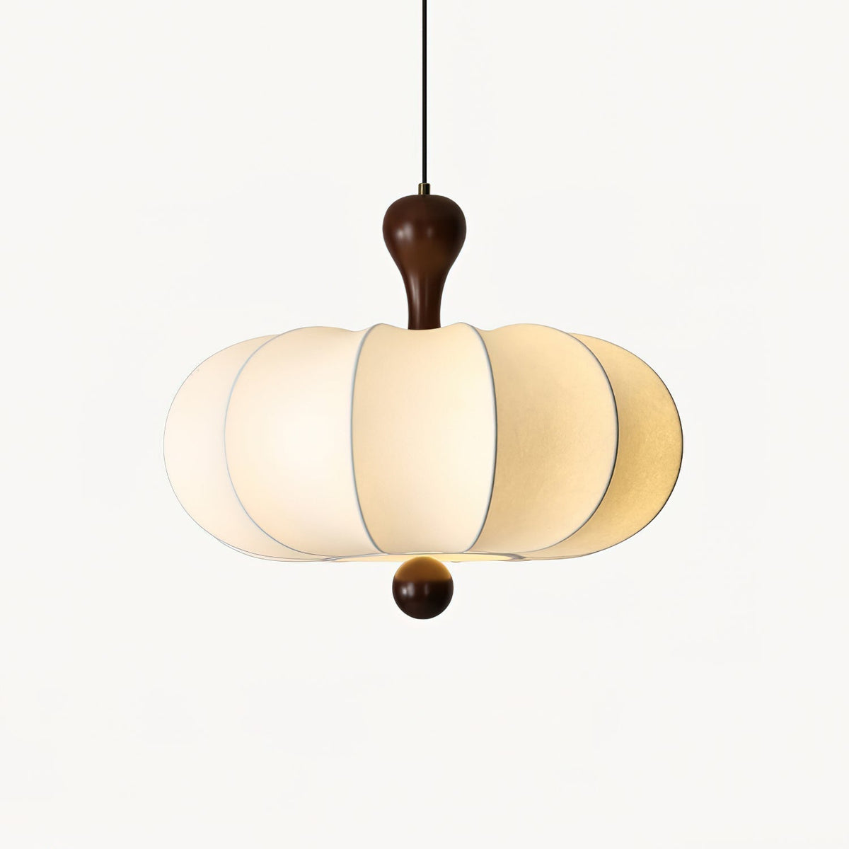 Suspension sculptée tissu & effet bois Scolpia – Couleur Noyer & Blanc