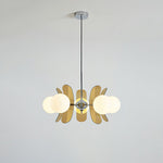 Lustre fleur en verre coloré Bocciolo – 5 lampes, Dia 60cm, marron et chromé