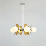 Lustre fleur en verre coloré Bocciolo – 6 lampes, Dia 72cm, marron et chromé