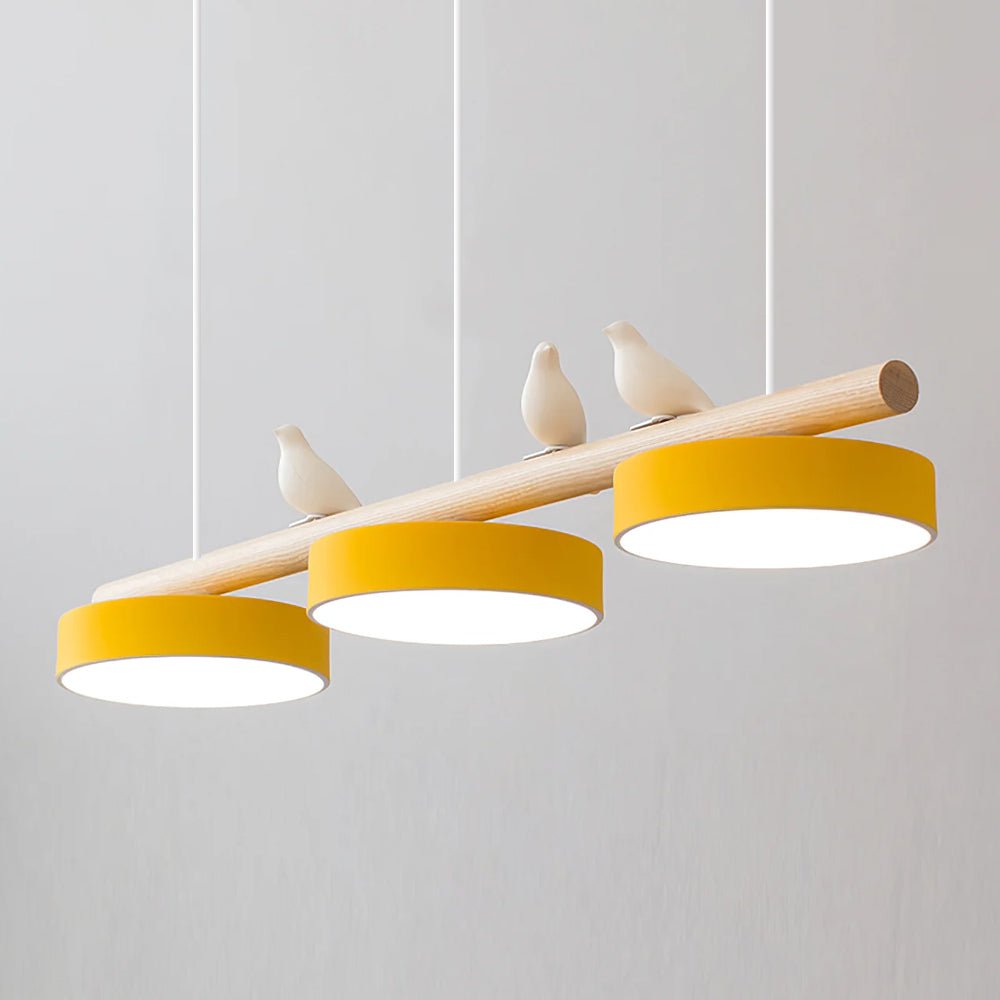 Suspension oiseau Passero coloris jaune, câble blanc