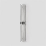 Applique murale double globe en verre Gemella – L 8,5cm x H 60cm, chrome et verre transparent