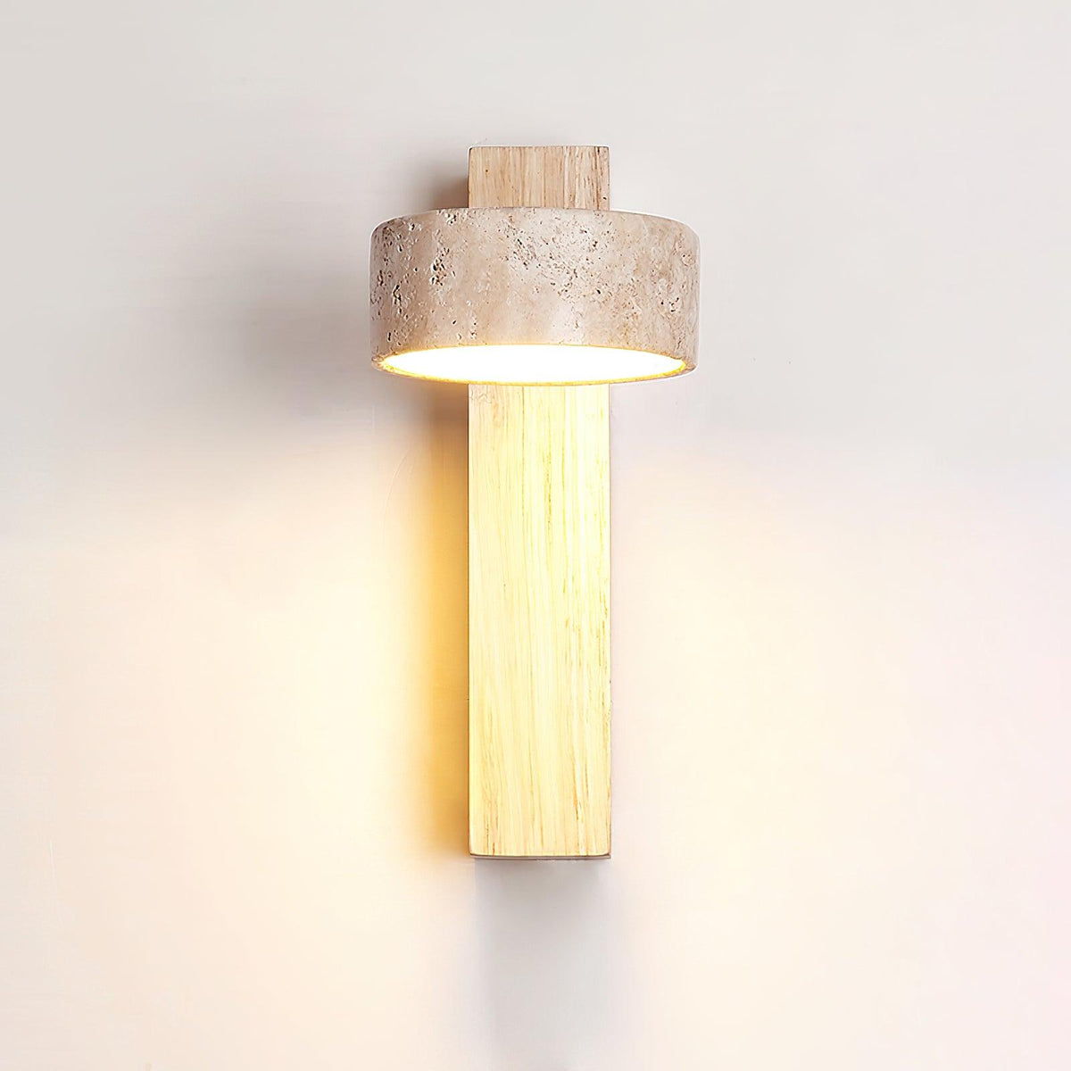 Applique aspect travertin & effet bois Trave – Bois et beige