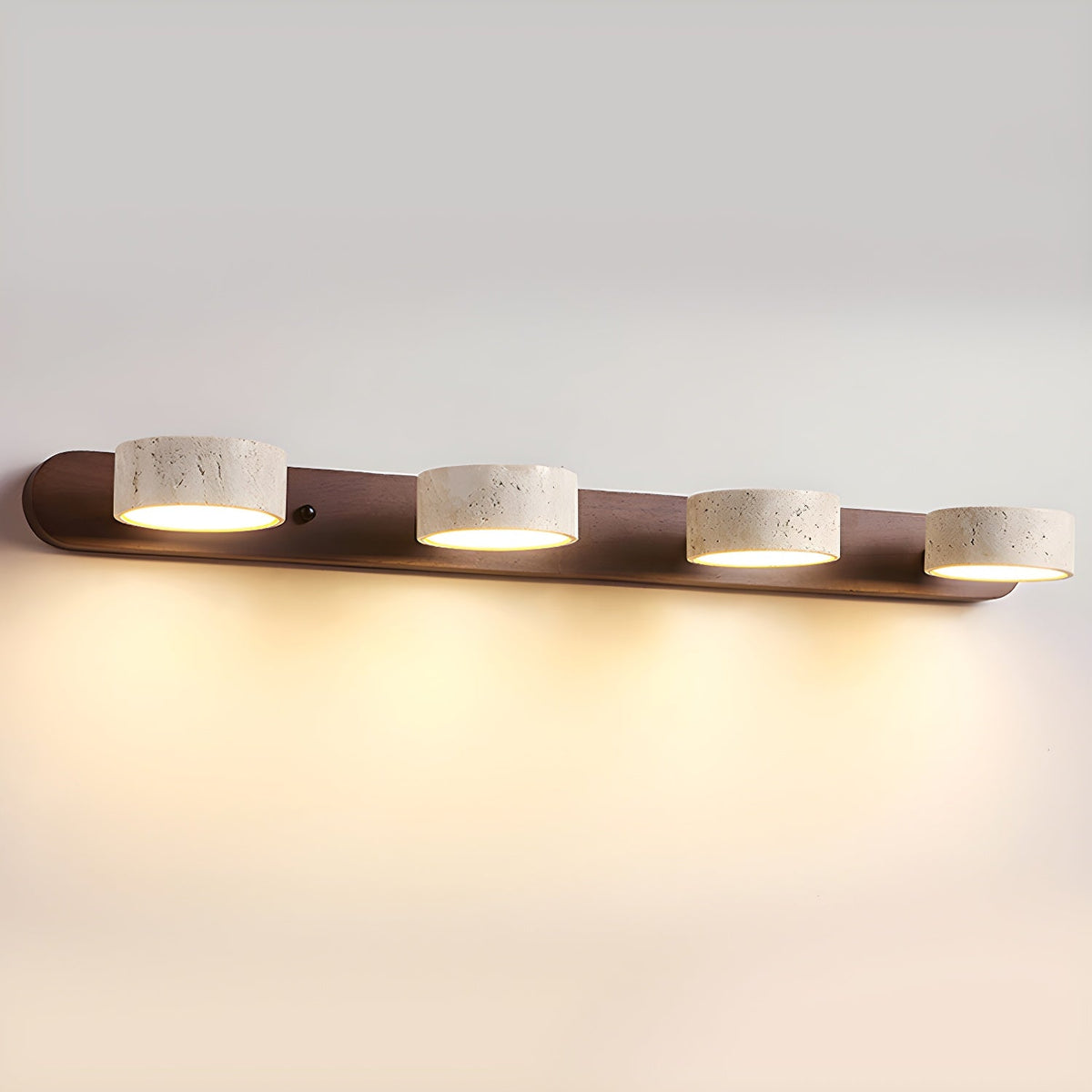 Applique multi-lampes aspect travertin Tufa – 4 lampes, noyer