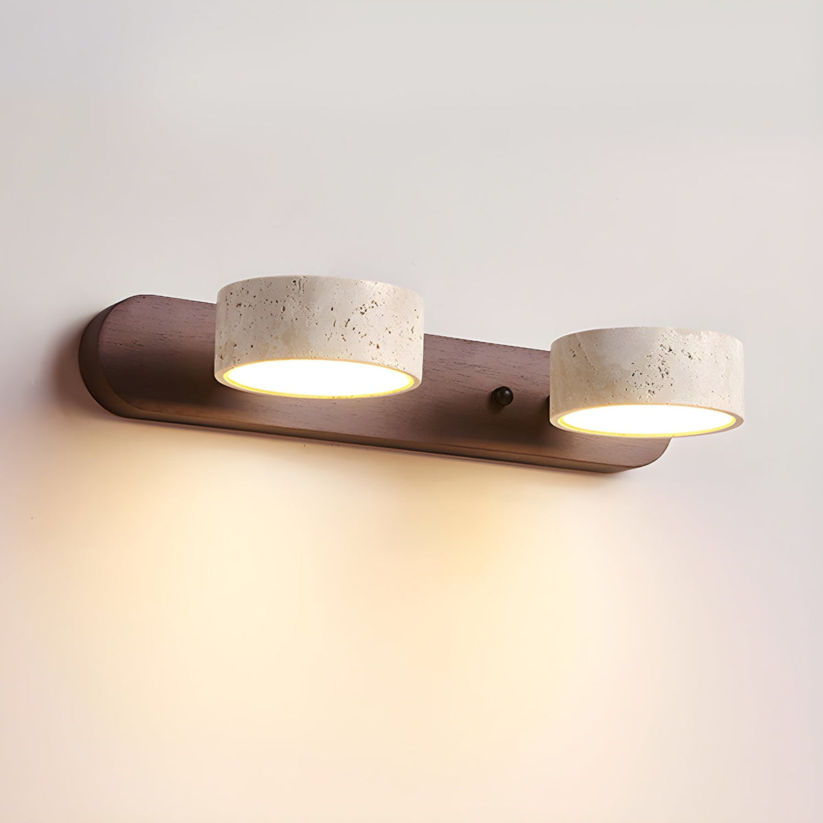 Applique multi-lampes aspect travertin Tufa – 2 lampes, noyer