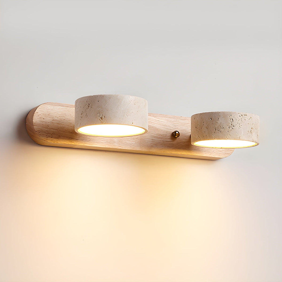 Applique multi-lampes aspect travertin Tufa – 2 lampes, bois