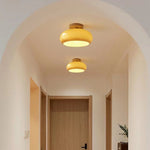 Plafonnier effet bois & verre Lumetta – Jaune