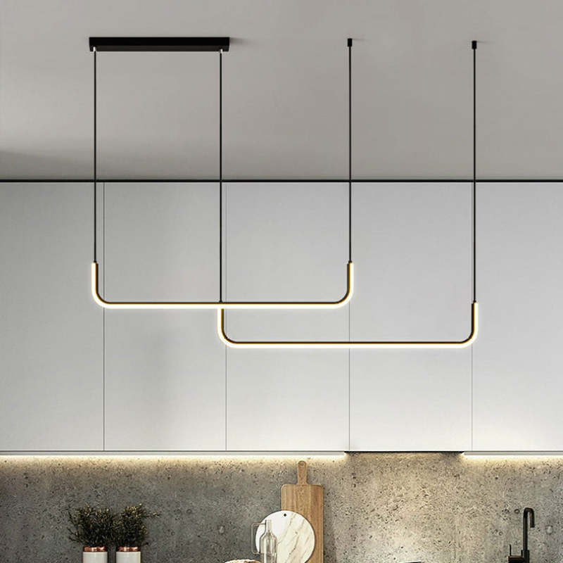 Suspension linéaire LED minimaliste Lineo – L120cm, Cadre noir