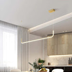 Suspension linéaire LED minimaliste Lineo – L90cm, Cadre doré